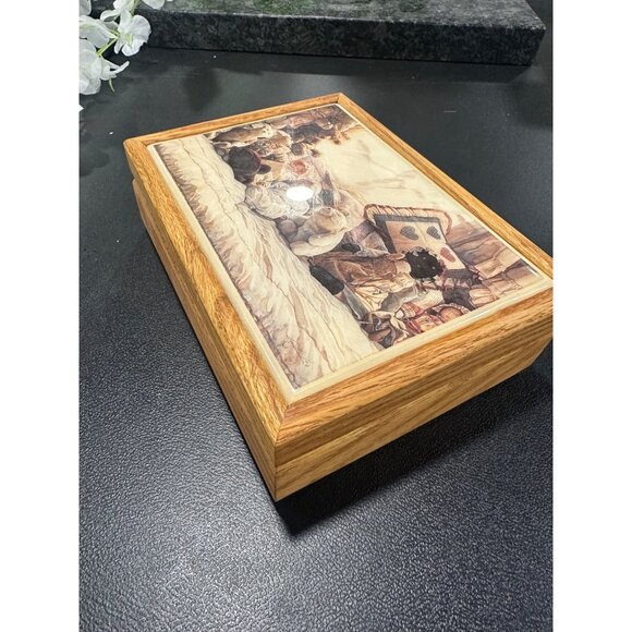 Vintage Wooden Jewelry Trinket BoxThings Worth Keeping , Steve Hanks Baby Teddy - Picture 4 of 8